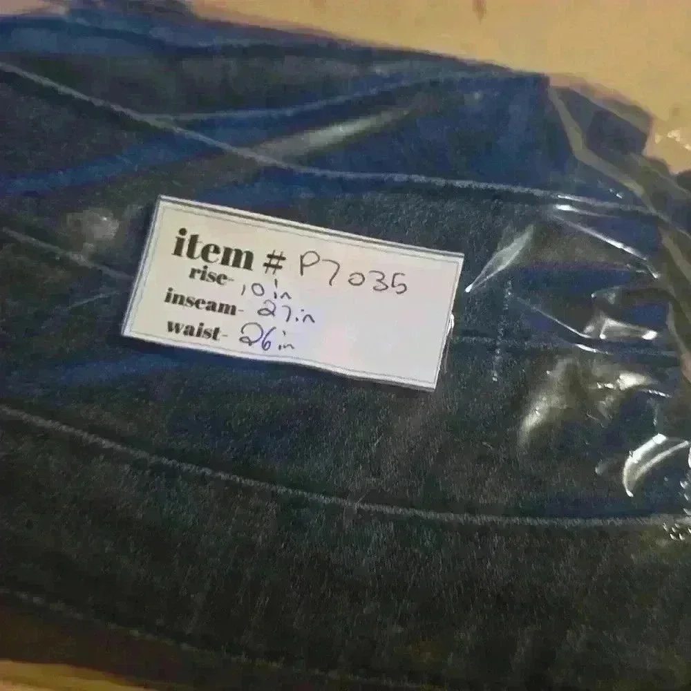 P7035  dark wash denim skinny jeans size 27in highr waist - Picture 9 of 9
